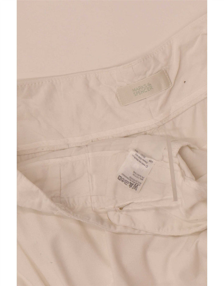 Marks & Spencer Γυναικείο ίσιο κομμένο παντελόνι UK 12 Medium W30 L24 Λευκό