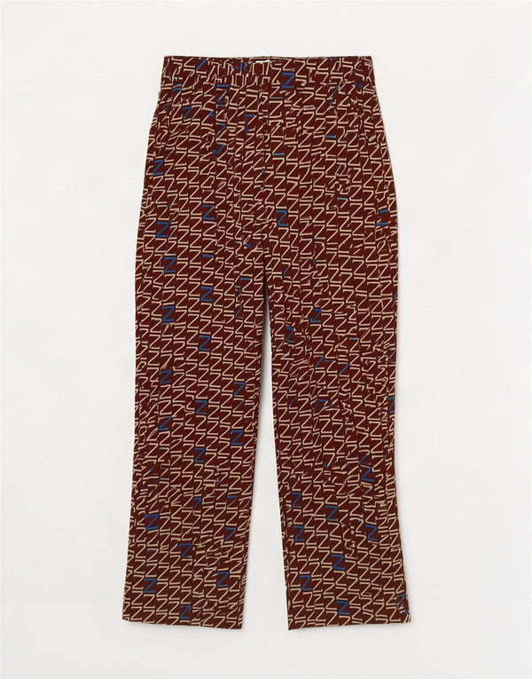 Γυναικείο Zara Graphic ίσιο κομμένο παντελόνι Small W26 L25 καφέ πολυεστέρας