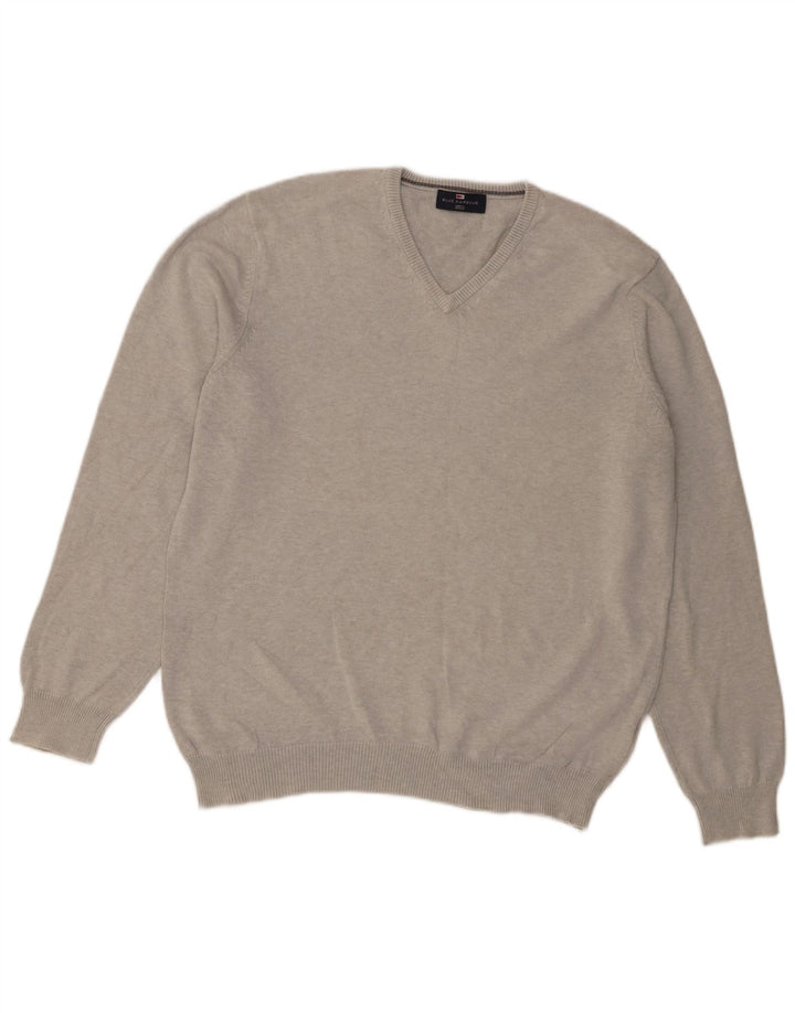 Ανδρικό πουλόβερ Marks & Spencer Blue Harbor με λαιμόκοψη με λαιμόκοψη μεγάλο γκρι
