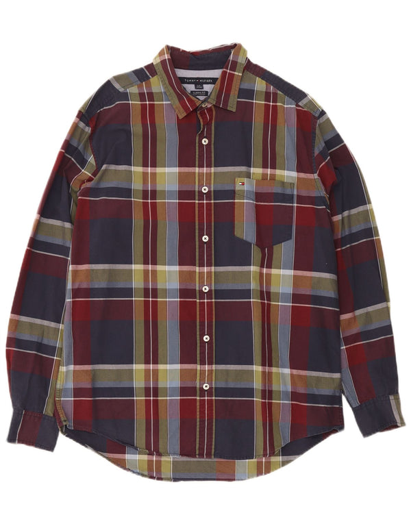 Tommy Hilfiger Ανδρικό πουκάμισο Classic Fit Large Navy Blue καρό βαμβακερό