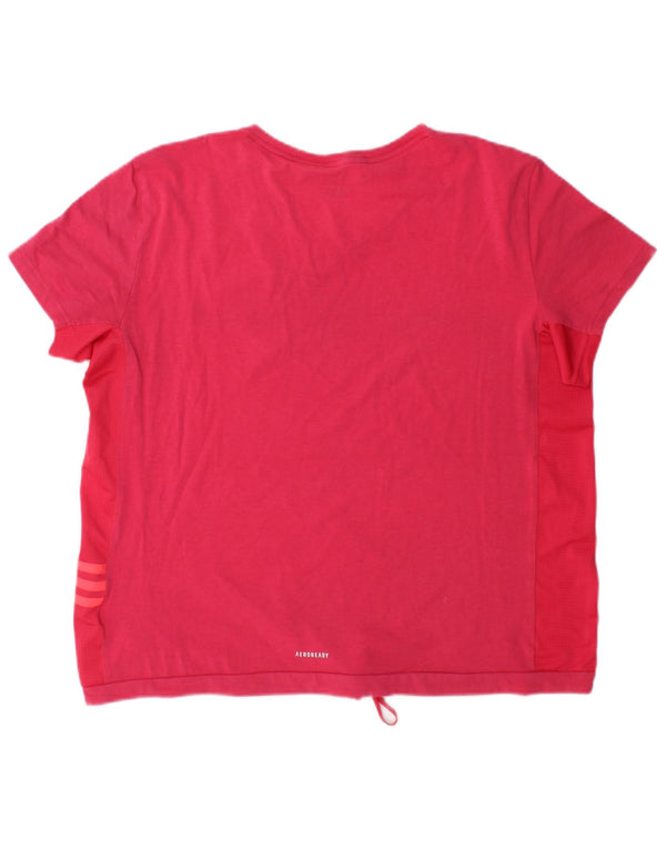 Adidas Γυναικείο T-Shirt Aeroready Top UK 20/22 XL Ροζ βαμβακερό