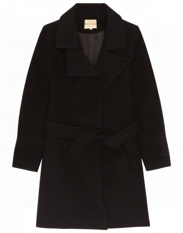 Reiss Womens Oversized Overcoat UK 10 Small Black Wool