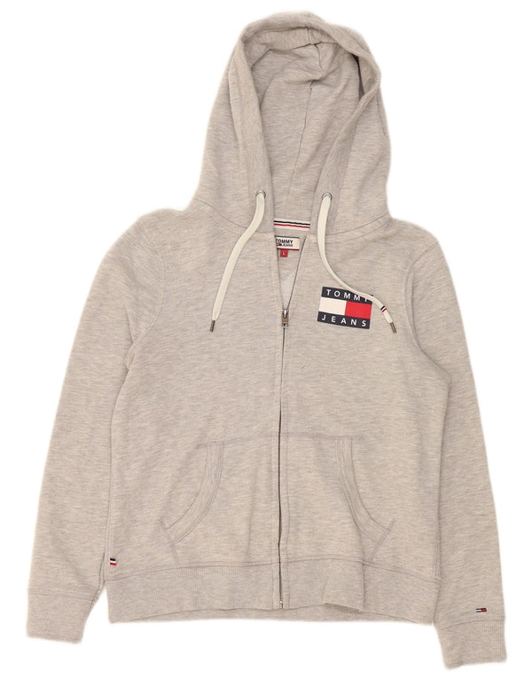 Tommy Hilfiger γυναικείο πουλόβερ με φερμουάρ UK 16 μεγάλο γκρι βαμβακερό