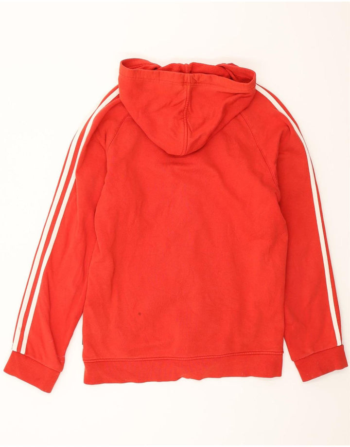 Ανδρικό πουλόβερ Adidas με φερμουάρ με κουκούλα, μικρό κόκκινο βαμβακερό