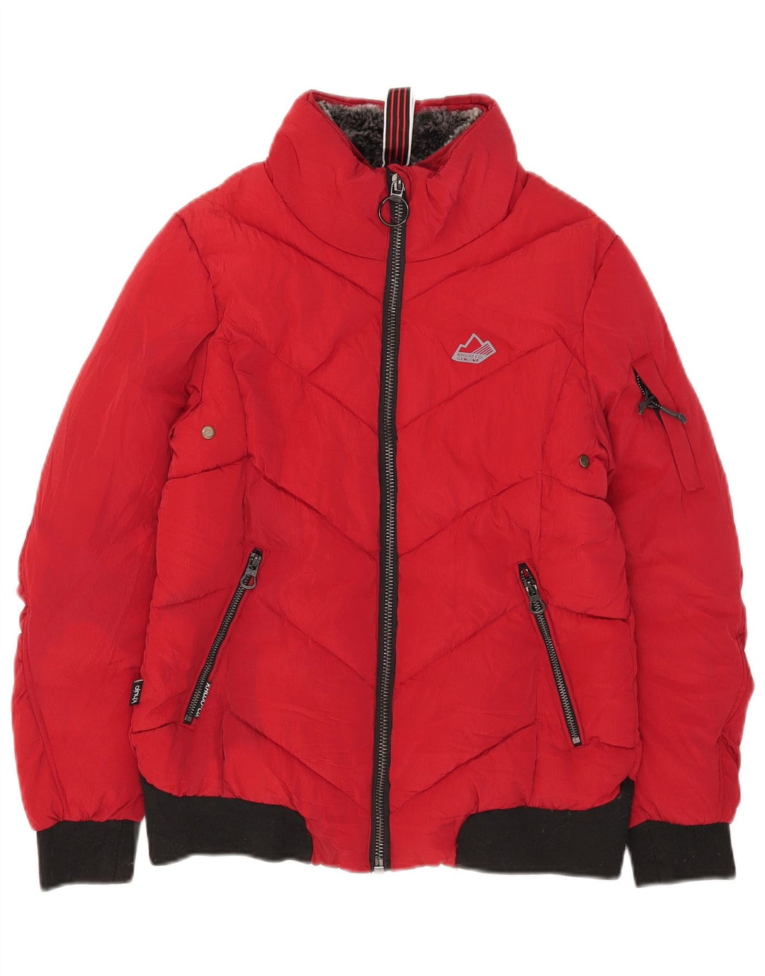 KHUJO Γυναικείο μπουφάν με επένδυση UK 6 XS Red Colourblock Πολυεστέρας