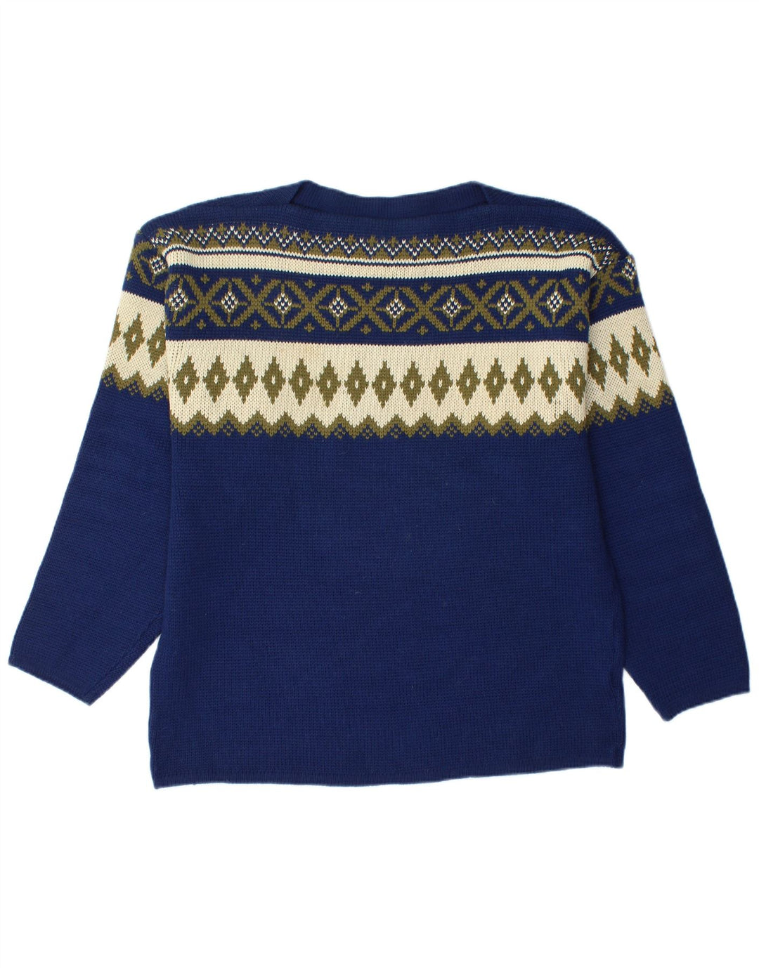 Ανδρικό πουλόβερ με λαιμόκαυστο VINTAGE Medium Navy Blue Fair Isle