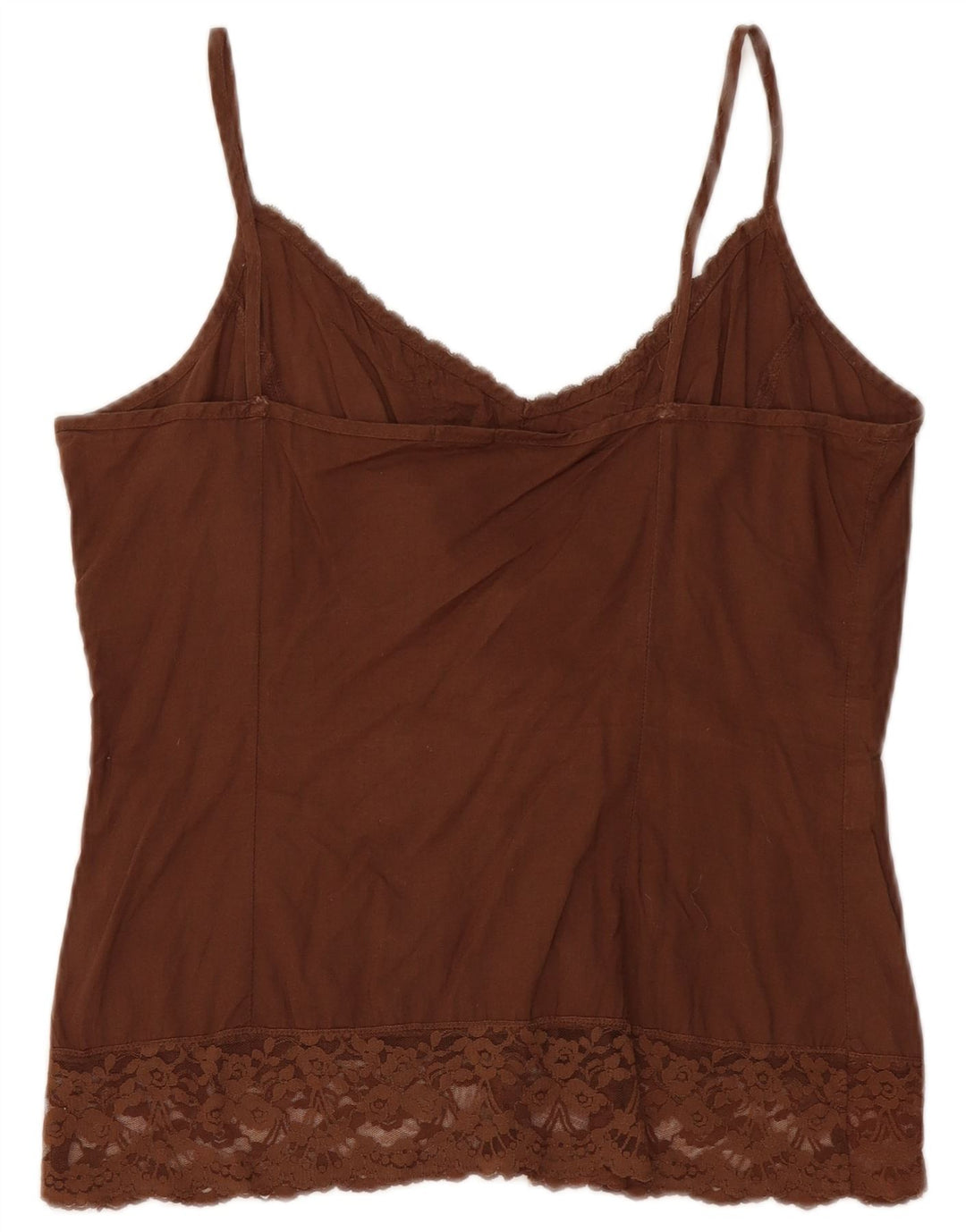 Benetton Womens Crop Cami Top UK 12 Medium Brown Βαμβακερό