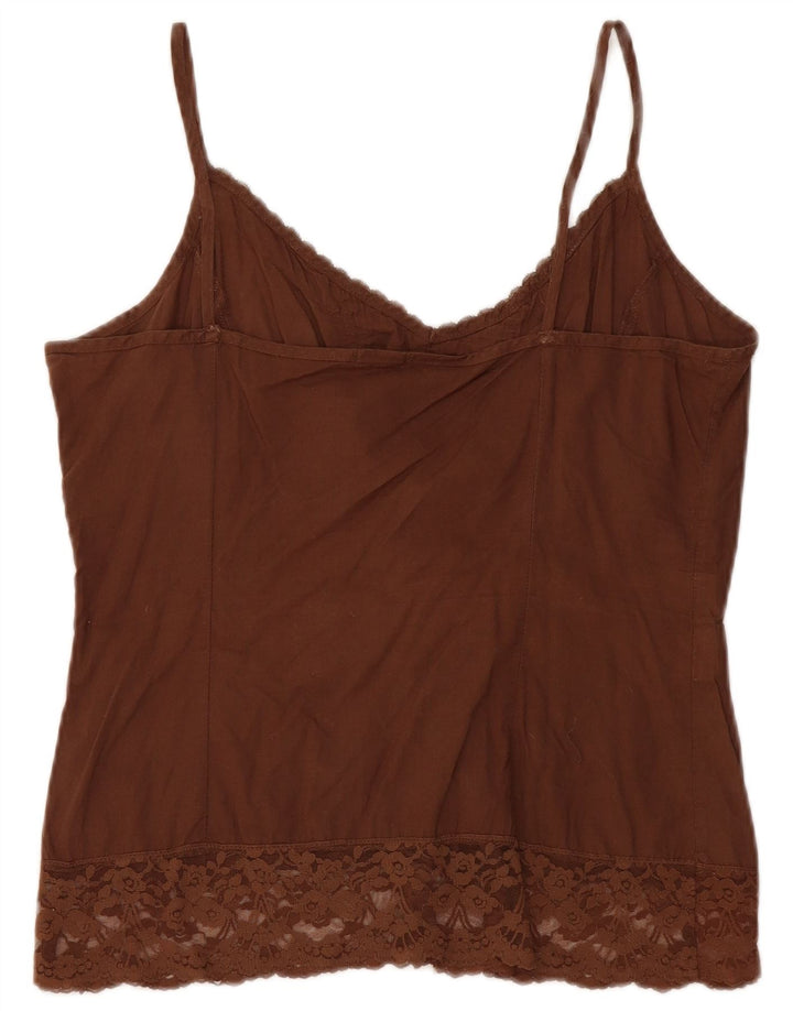 Benetton Womens Crop Cami Top UK 12 Medium Brown Βαμβακερό
