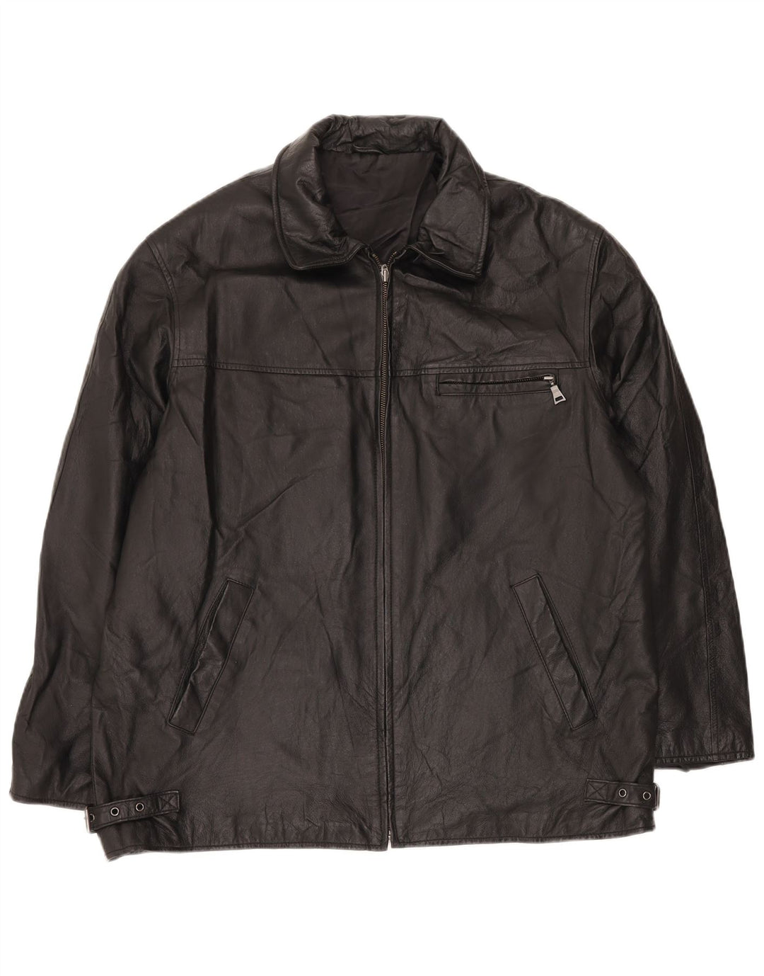 ANGELO LITRICO Ανδρικό Δερμάτινο Μπουφάν UK 42 XL Μαύρο Δερμάτινο