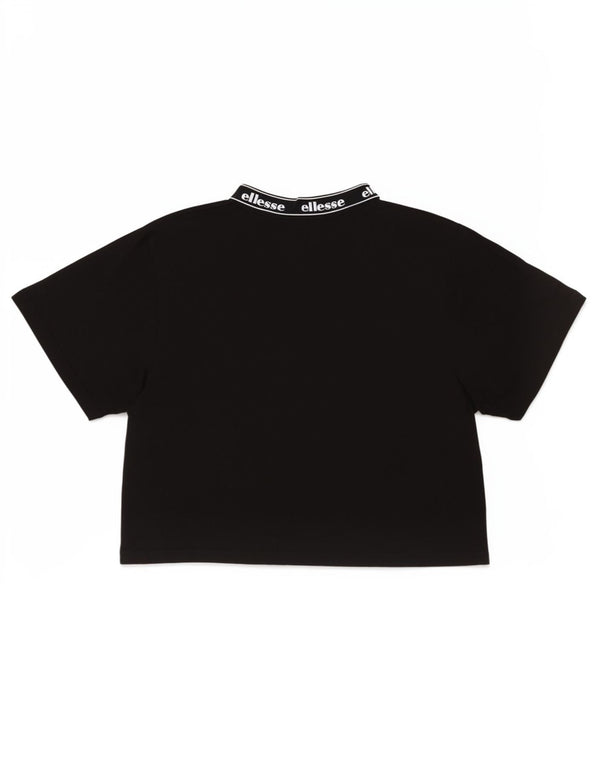 Ellesse Γυναικείο Crop Graphic T-Shirt Top UK 12 Medium Black Cotton