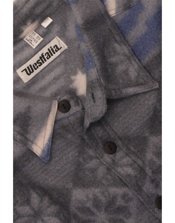 Vintage Ανδρικό πουκάμισο Fleece UK 15 Medium Grey Geometric Polyester