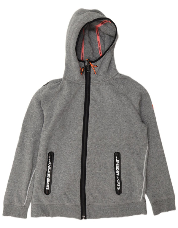 Superdry γυναικείο πουλόβερ με κουκούλα με φερμουάρ UK 18 XL γκρι βαμβακερό