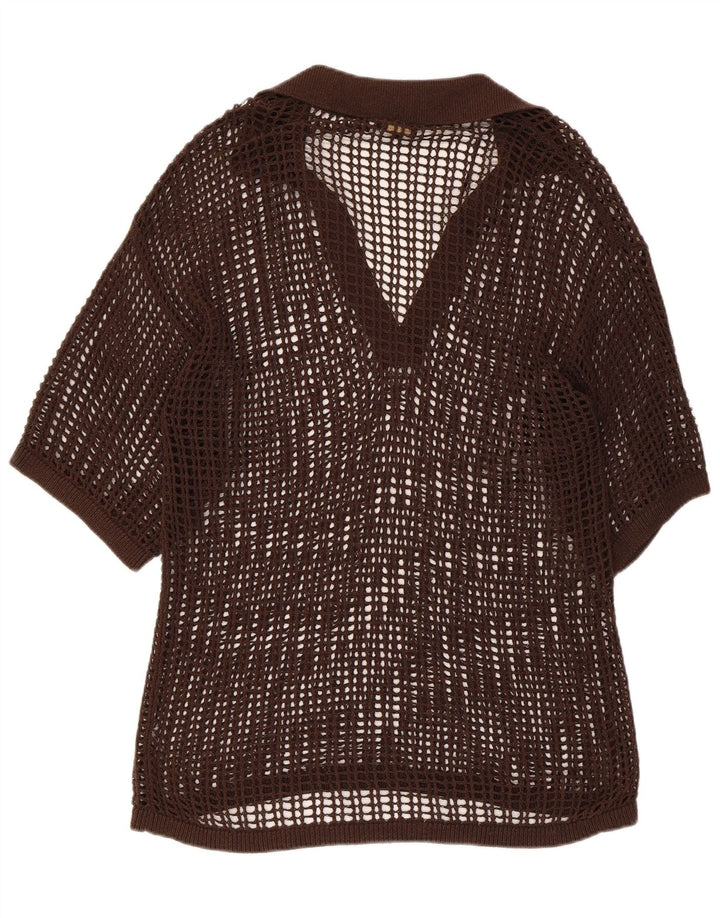 Massimo Dutti Γυναικεία See Through Crochet Μπλούζα Top 14 μεσαίου καφέ