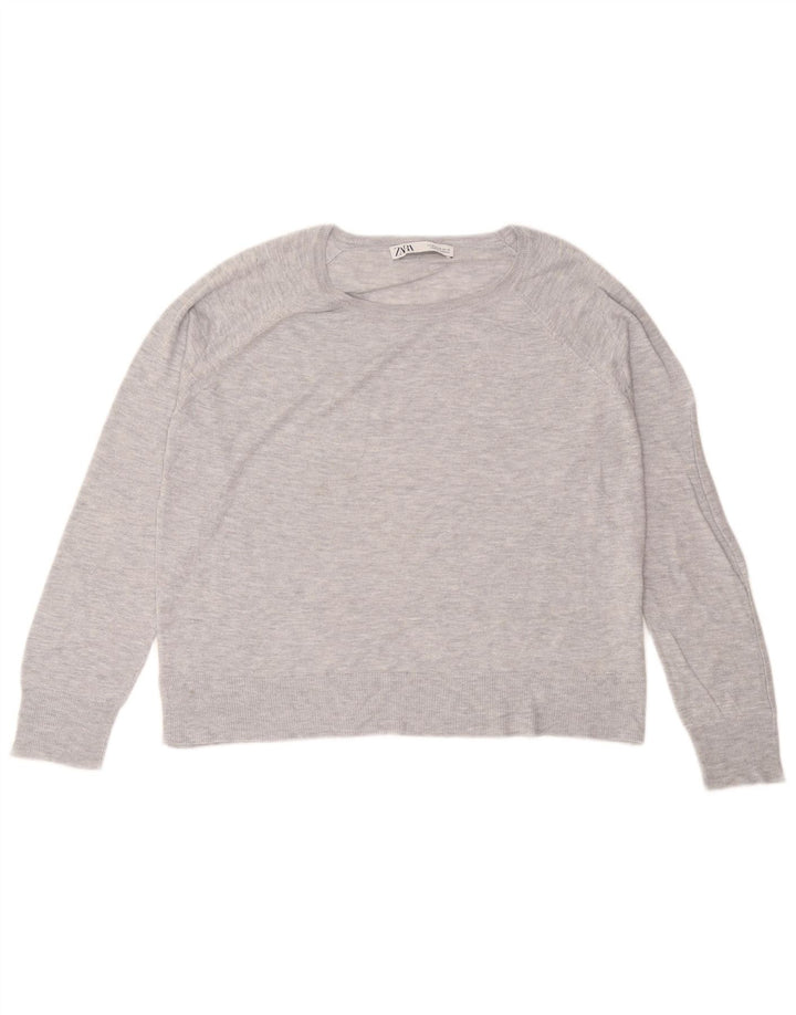 Zara Γυναικεία Loose Fit Μπλούζα Τοπ UK 14 Medium Grey Viscose