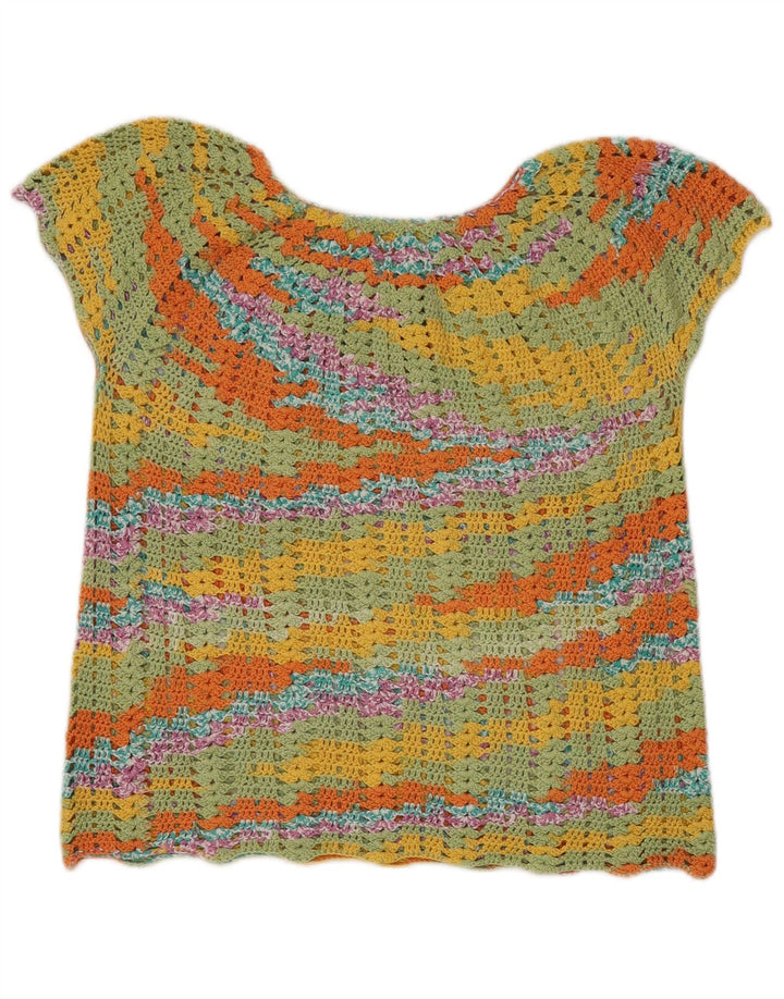 Vintage γυναικείο πουλόβερ με λαιμόκαυμα UK 14 Medium πολύχρωμο