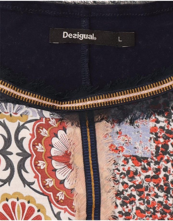 Desigual γυναικεία μπλούζα πόντσο τοπ UK 14 Large Navy Blue Patchwork Bohemian