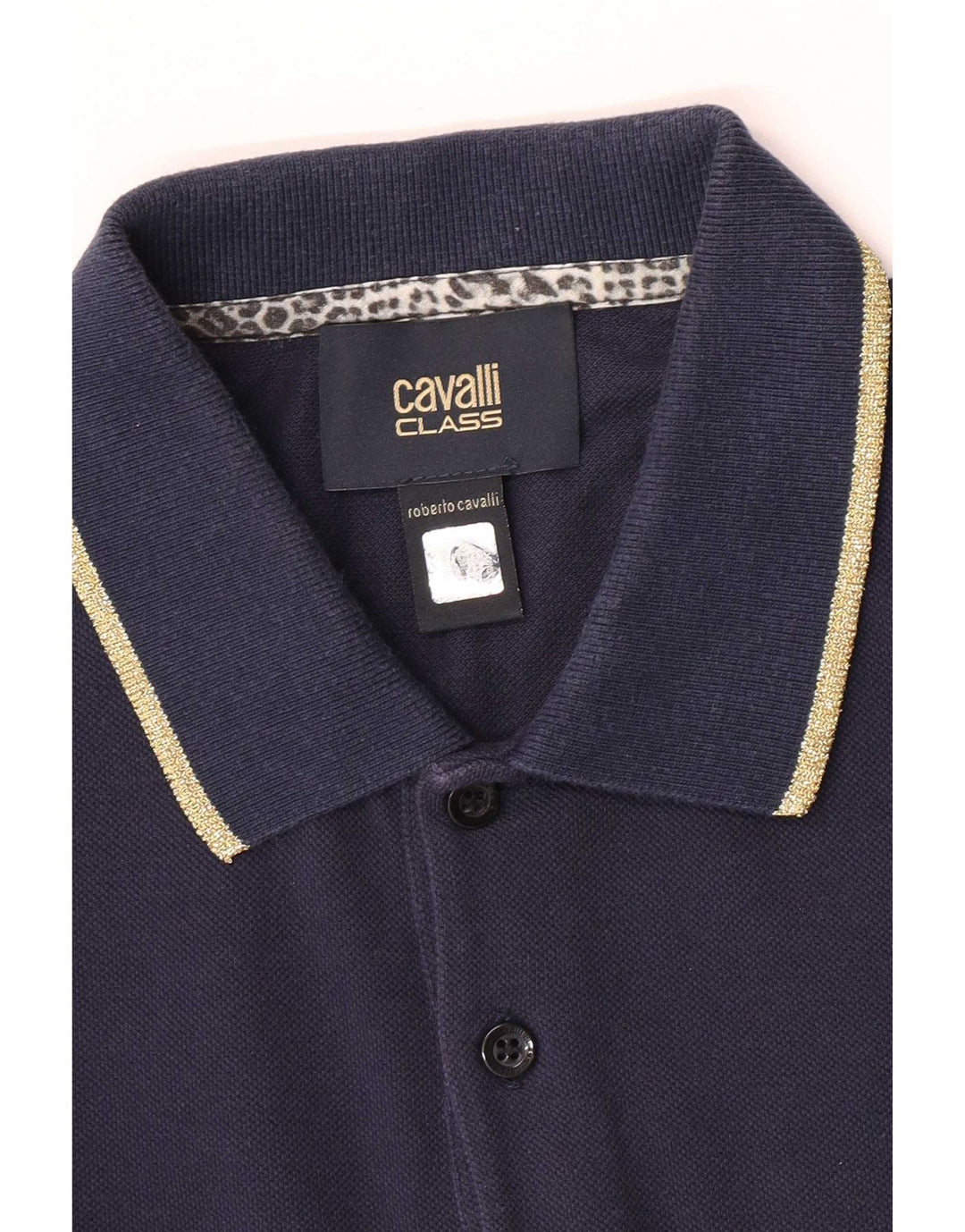 Ανδρικό πουκάμισο πόλο Roberto Cavalli Μικρό Βαμβακερό Navy Blue