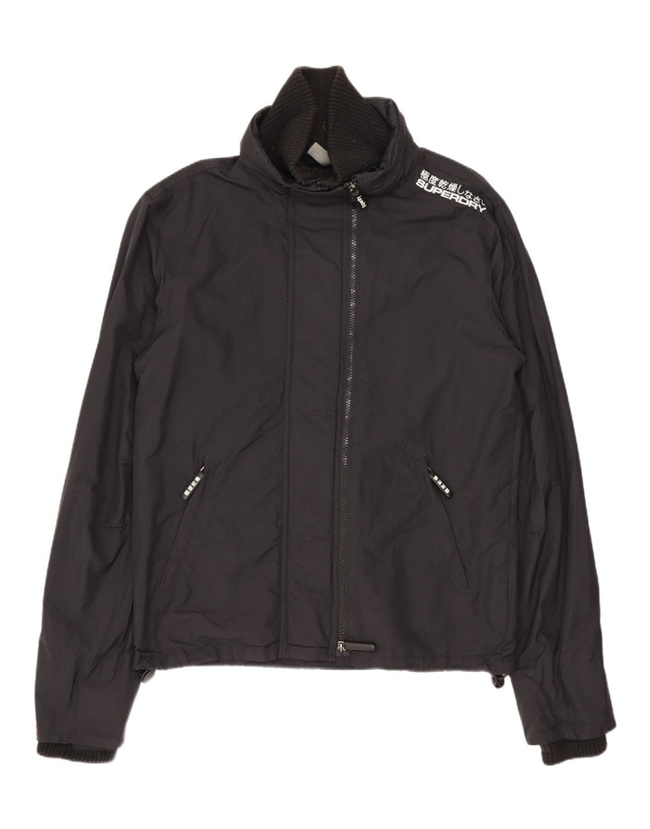 SUPERDRY Ανδρικό γραφικό μπουφάν βροχής UK 38 Medium Black Nylon