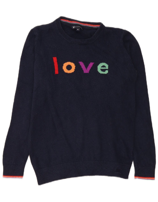 Crew Clothing Γυναικείο πουλόβερ με γραφικό λαιμό UK 12 Medium Navy Blue
