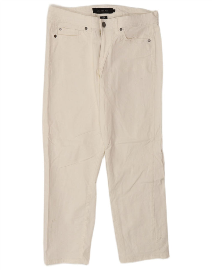 Γυναικείο τζιν ίσιο Calvin Klein US 10 Medium W30 L26 Λευκό βαμβακερό