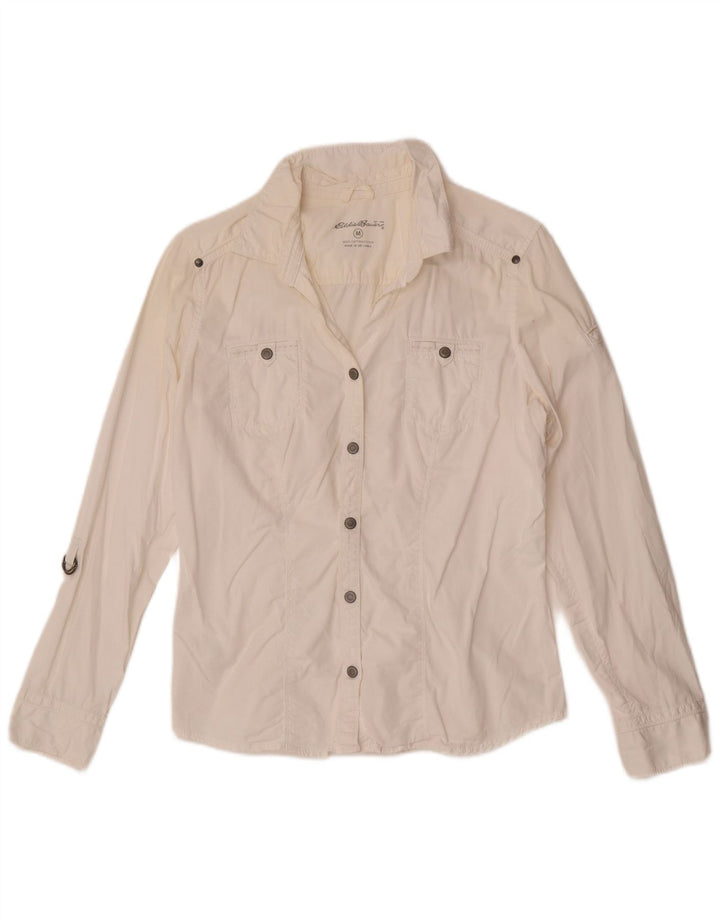 Γυναικείο πουκάμισο Eddie Bauer UK 14 Μεσαίο λευκό βαμβακερό