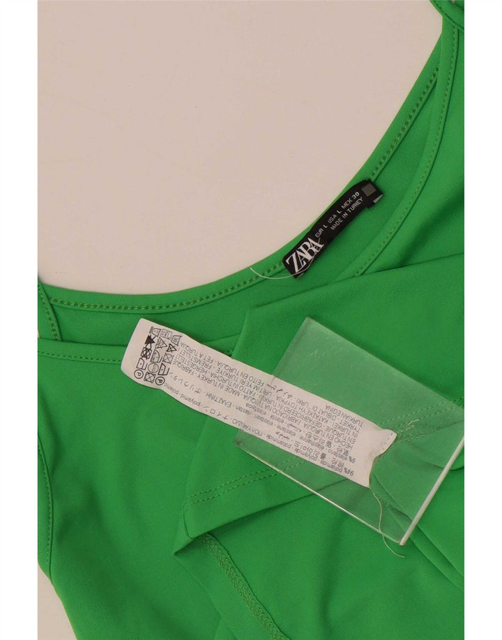 Zara Womens Cami Top UK 14 Large Green Polyamide