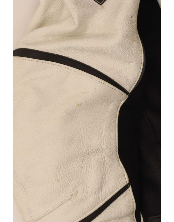 Vanucci Ανδρικό γραφικό δερμάτινο μπουφάν Racer EU 48 Small White Colourblock