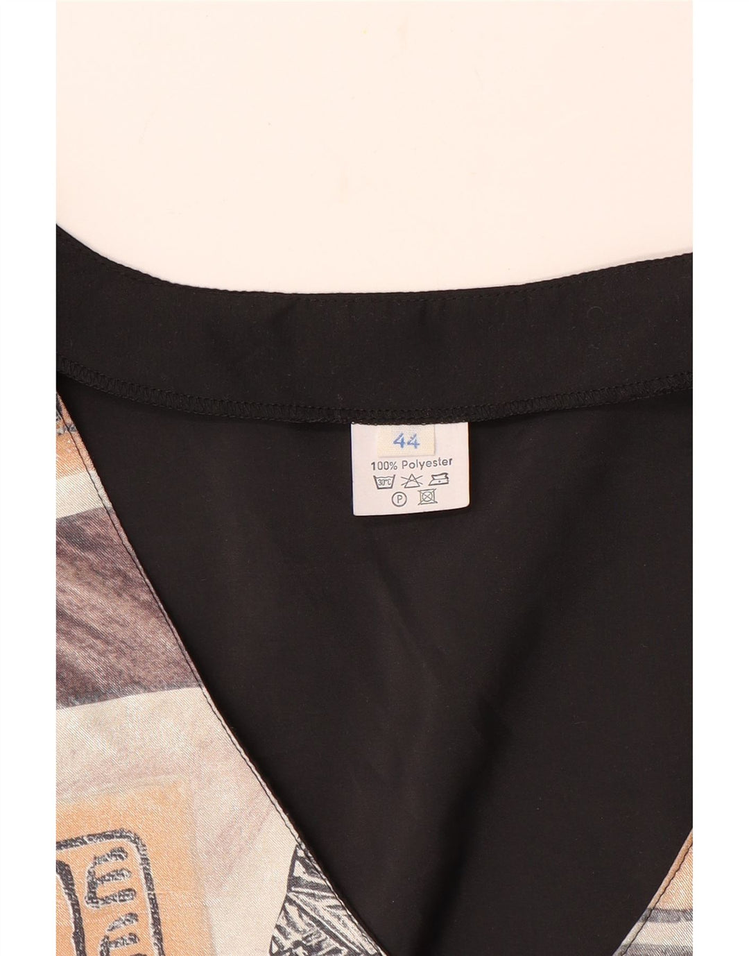 VINTAGE Γυναικείο Γιλέκο Αφηρημένου Σχεδίου EU 44 Μεγάλος καφέ πολυεστέρας