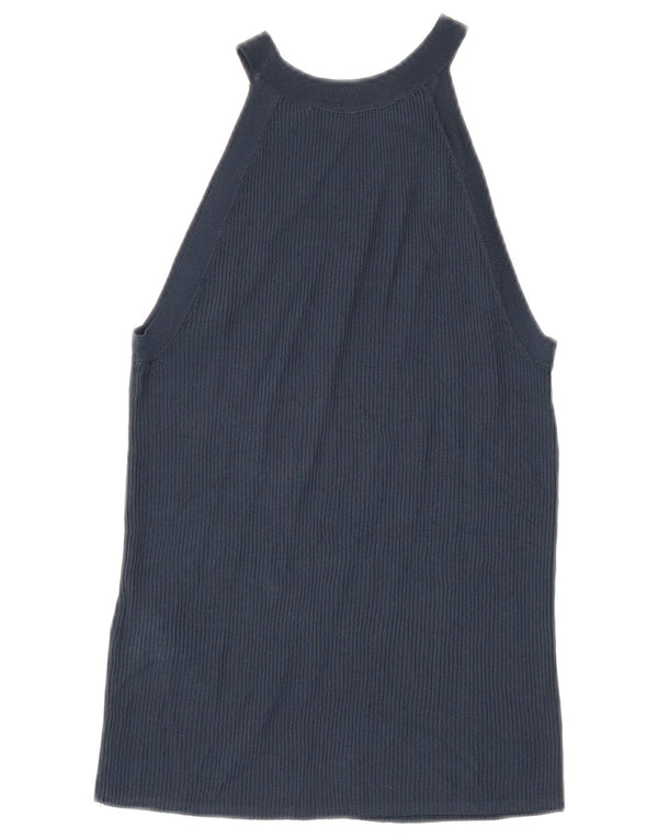 Zara Womens Halter Top UK 8 Small Navy Blue Viscose