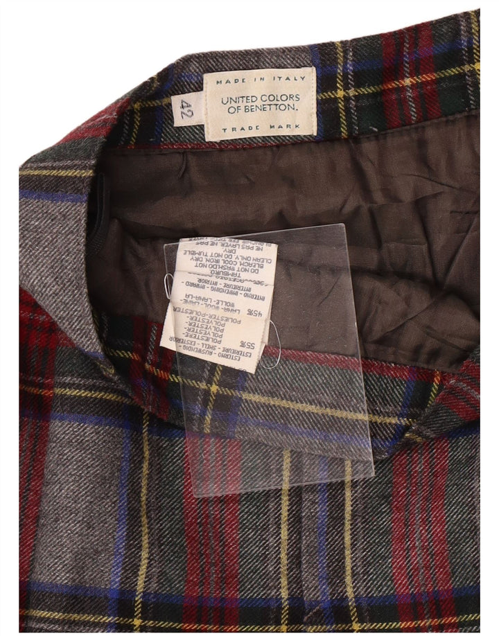 BENETTON Γυναικεία Μίνι Φούστα IT 42 Medium W26 Γκρι καρό πολυεστέρας