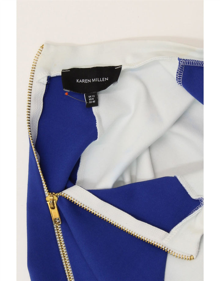 KAREN MILLEN Γυναικείο Bodycon Φόρεμα UK 12 Medium Blue Colorblock Μοντέρνο