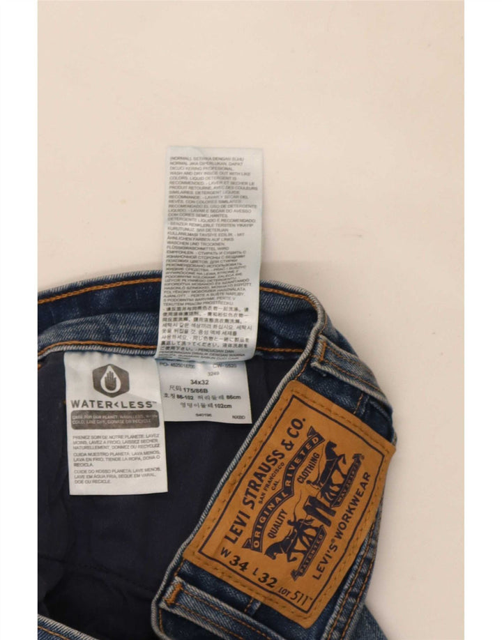 Levi's Mens 511 Slim Jeans W34 L32 Blue Cotton