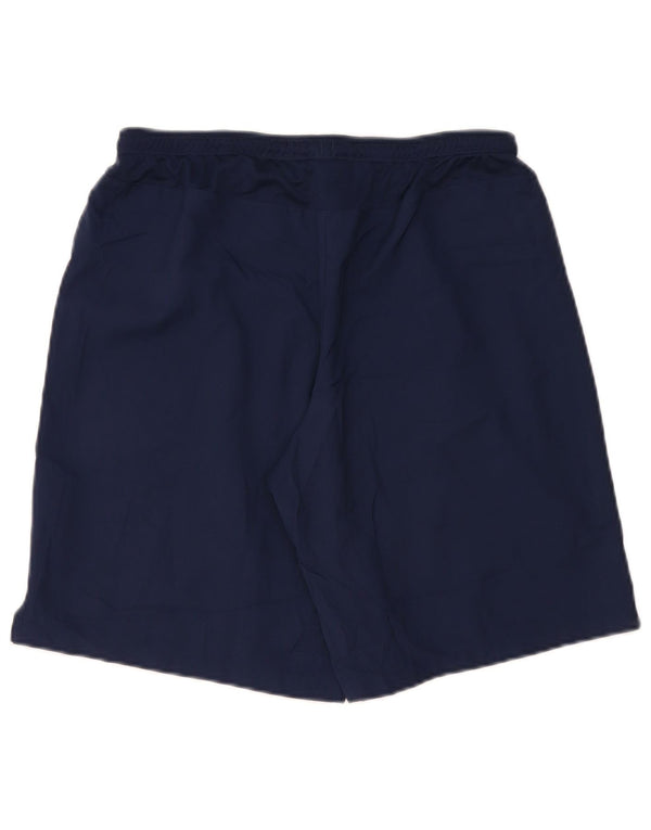 Nike Womens Dri Fit Graphic Sport Shorts UK 14 Large Navy Blue Polyester