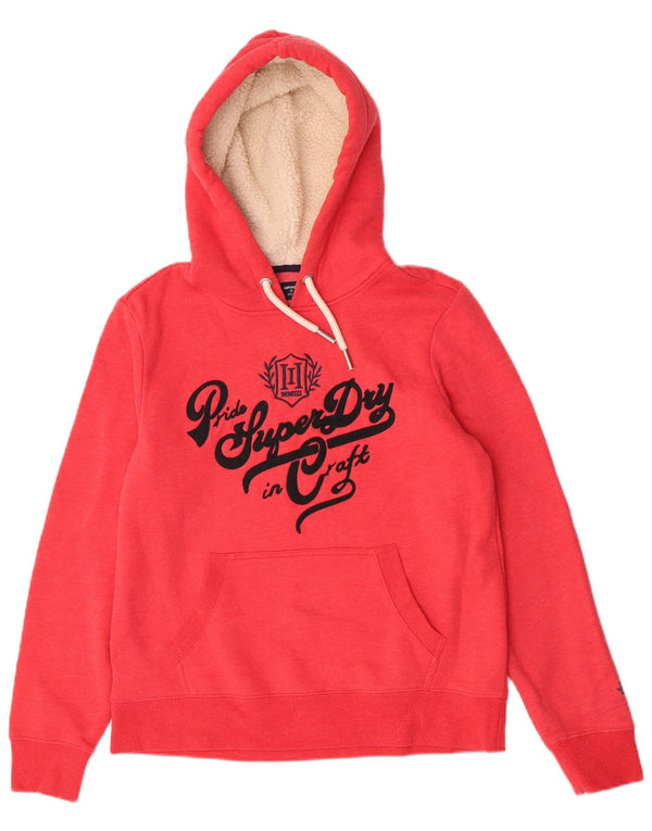 Superdry Γυναικείο Γραφικό Hoodie Jumper UK 14 Μεσαίο κόκκινο βαμβακερό
