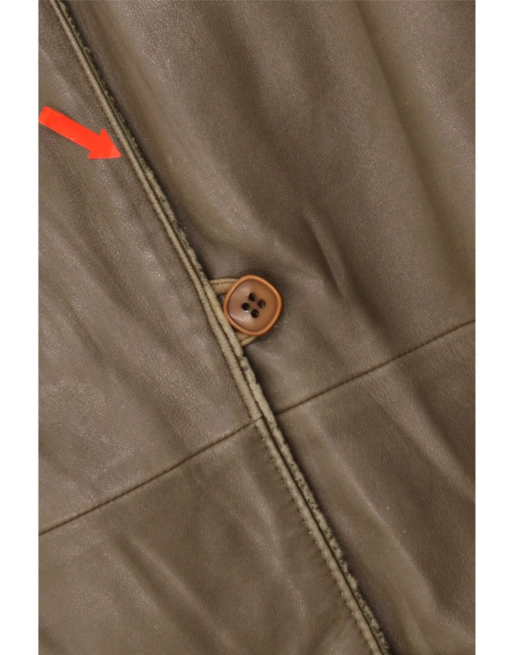 Vintage Γυναικείο Δερμάτινο Μπουφάν IT 44 Medium Khaki Leather