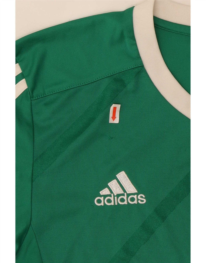 Ανδρικό τοπ Adidas με μακρυμάνικο μικρό πράσινο ριγέ πολυεστέρα
