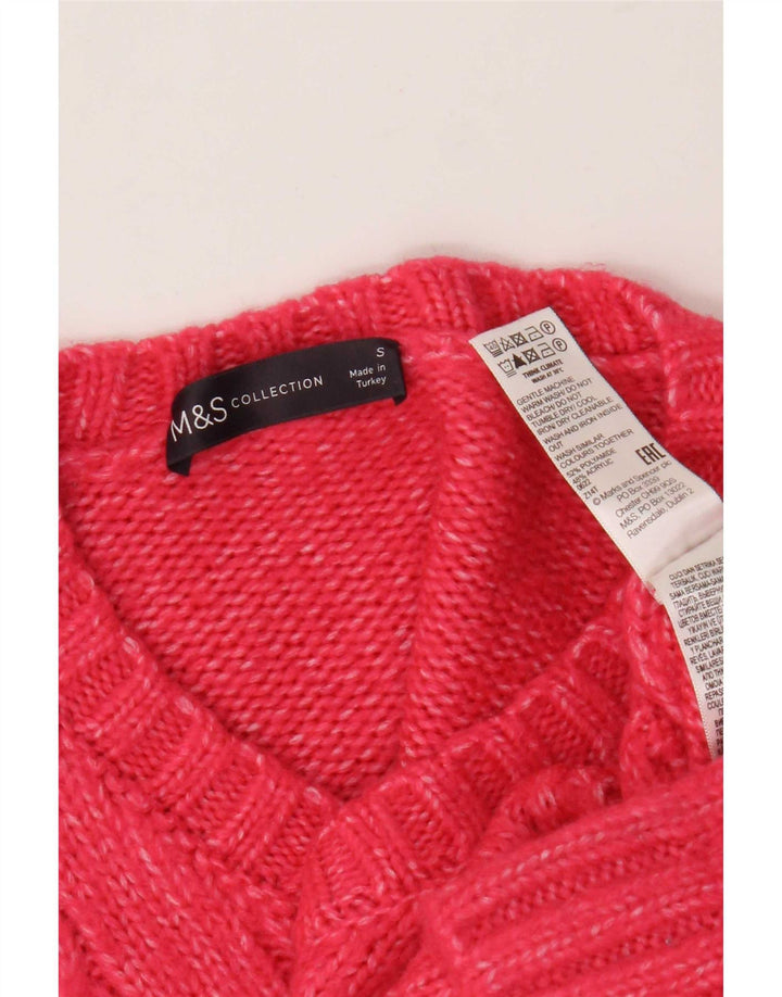 Marks & Spencer Γυναικείο πουλόβερ με λαιμόκοψη μεγάλου μεγέθους UK 10 Small Pink
