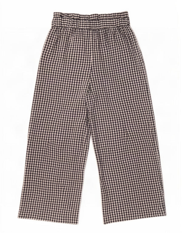 Zara Γυναικείο Φαρδύ παντελόνι Capri Medium W28 L22 Navy Blue Gingham