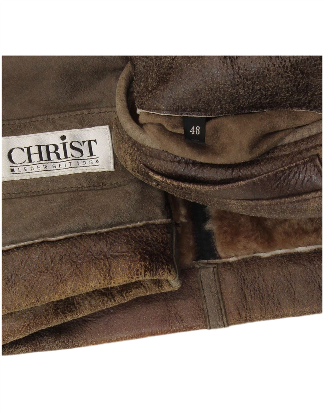 Ανδρικό Shearling Jacket Christ IT 48 Δερμάτινο Μεσαίο Καφέ