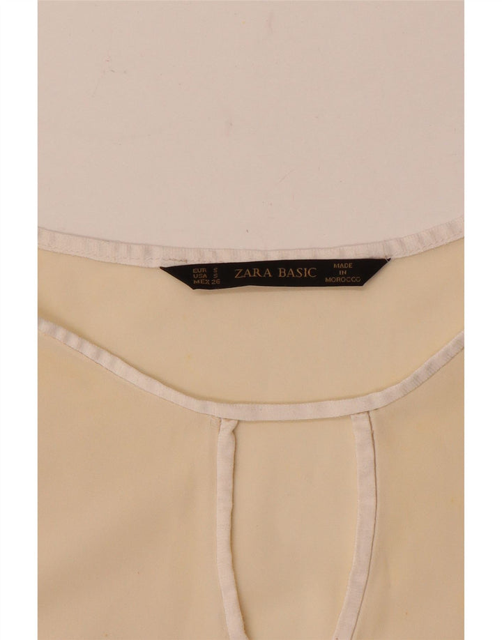Zara Γυναικεία μακρυμάνικη μπλούζα τοπ UK 10 Small Beige