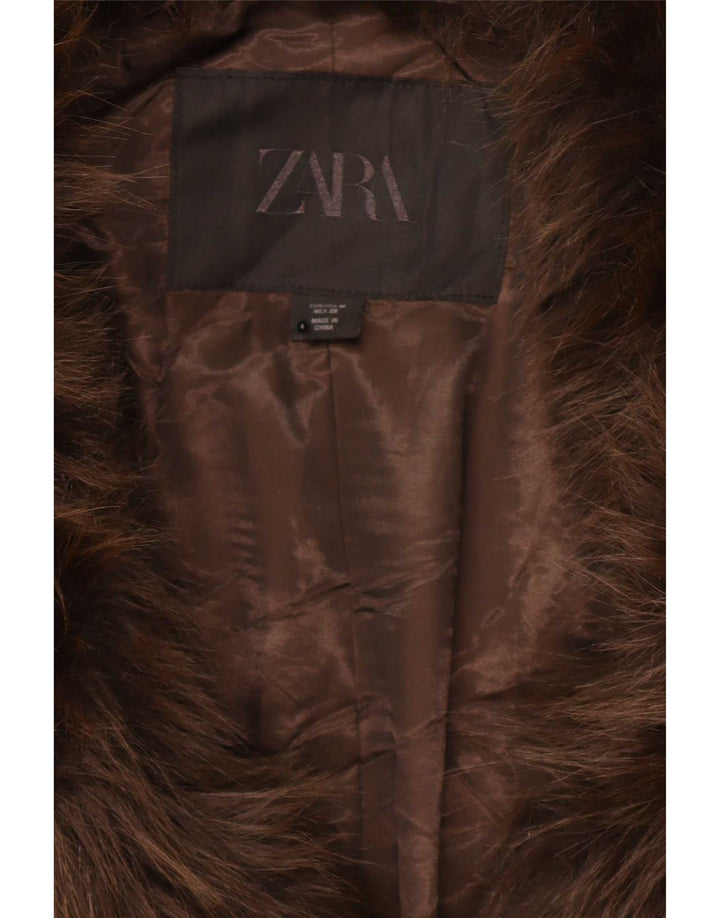 Zara Γυναικείο Μπουφάν από Faux Fur UK 14 Medium Brown Polyester