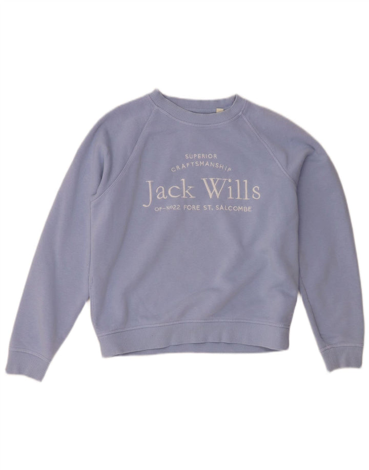 Jack Wills Γυναικεία γραφική μπλούζα μεγάλου μεγέθους Jumper UK 6 XS Blue Cotton