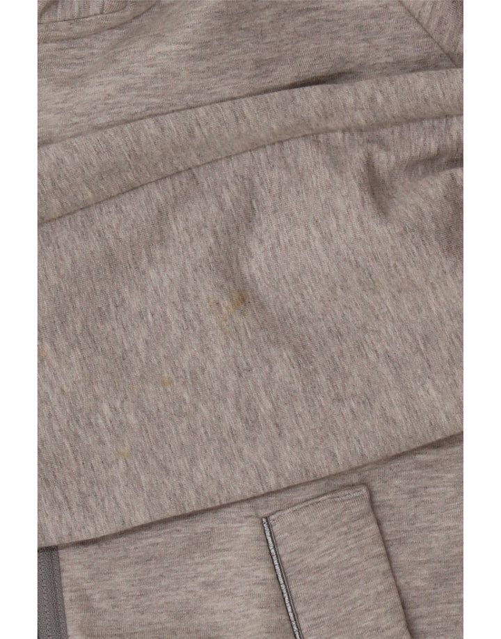 Γυναικείο πουλόβερ με κουκούλα με φερμουάρ Adidas UK 12 βαμβακερό μεσαίο γκρι