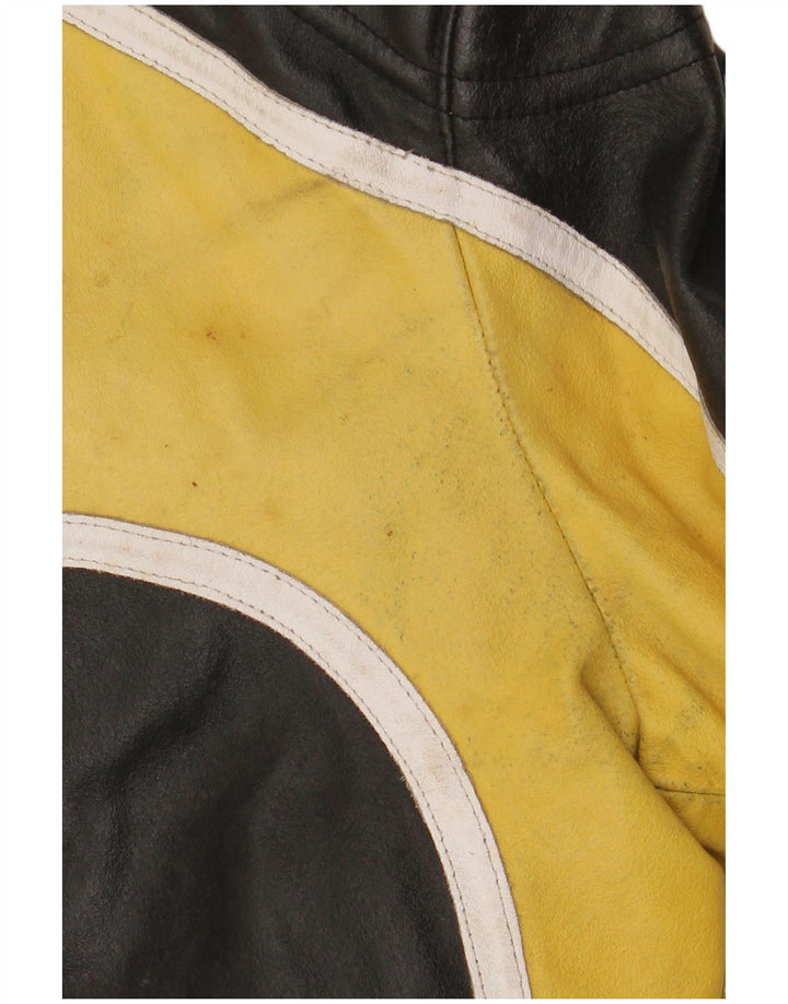 VINTAGE Ανδρικό Δερμάτινο Μπουφάν Racer IT 48 Medium Black Colourblock Leather