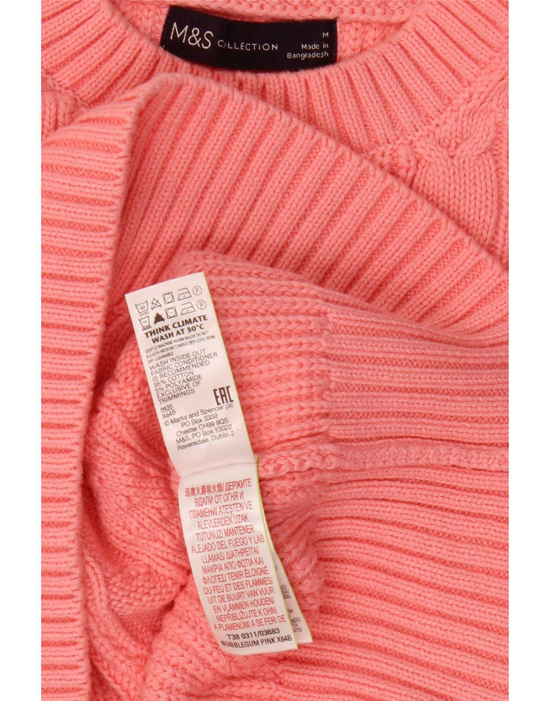 Marks & Spencer Γυναικείο πουλόβερ Crop Crew Neck Jumper UK 14 Medium Pink