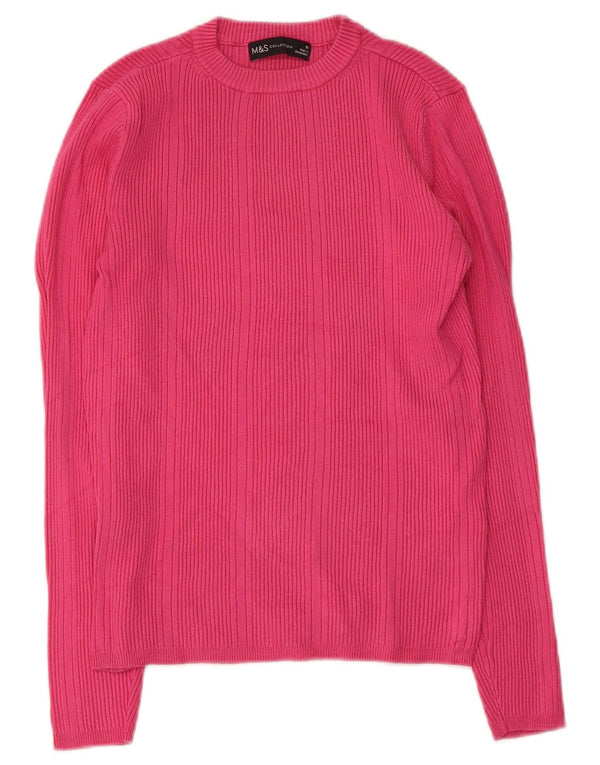 Marks & Spencer Γυναικείο πουλόβερ με λαιμόκοψη UK 10 Small Pink Viscose