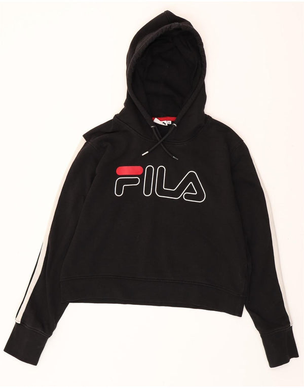 FILA Γυναικείο Crop Graphic Hoodie Jumper UK 18 XL Μαύρο Colourblock Βαμβακερό
