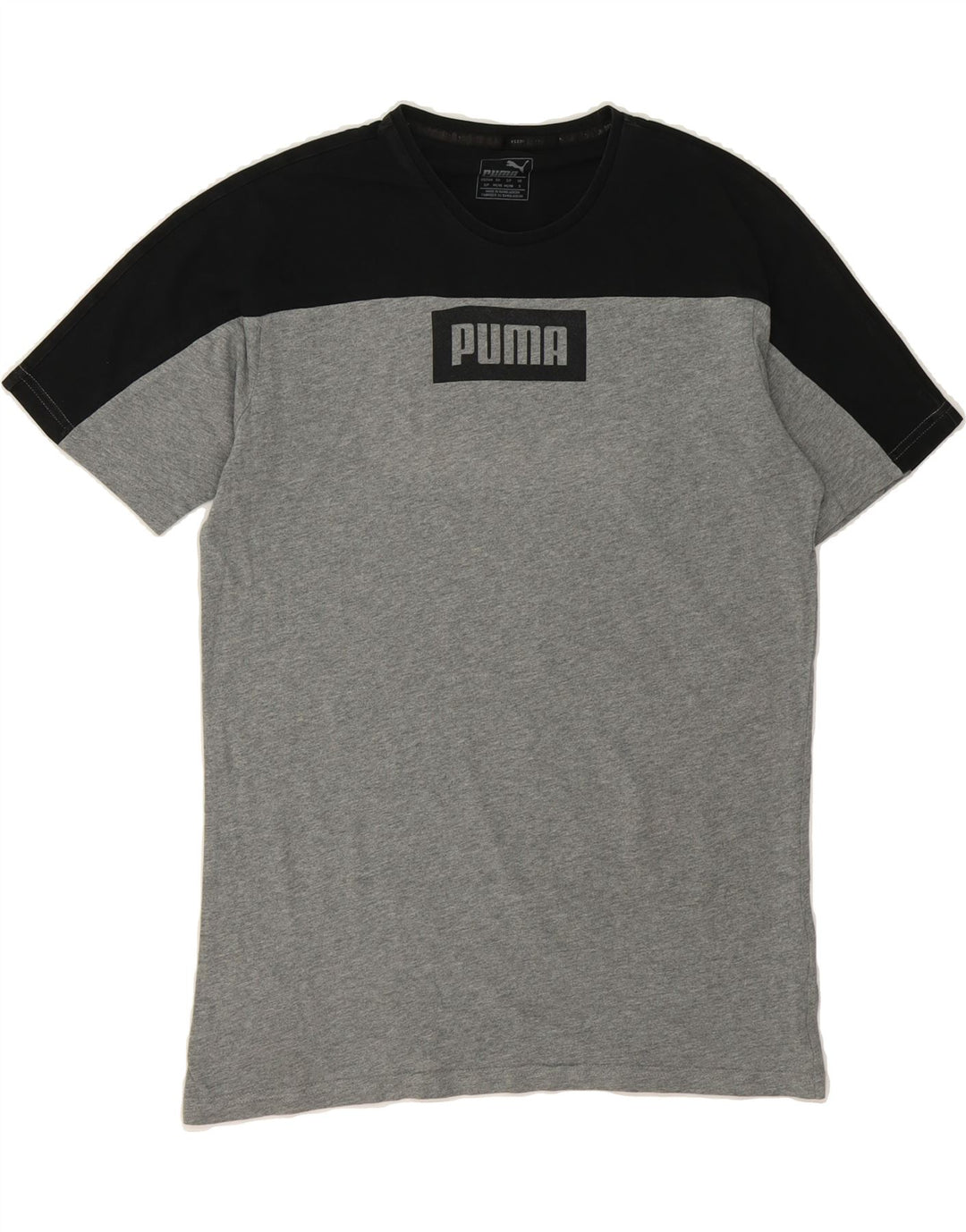 PUMA Mens Graphic T-Shirt Top Small Grey Colourblock Cotton Vintage Puma and Second-Hand Puma from Messina Hembry 