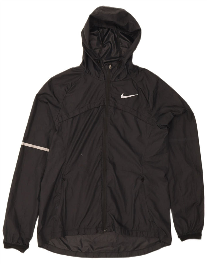 Nike γυναικείο μπουφάν βροχής με κουκούλα UK 14 Αθλήματα μεσαίου μαύρου πολυεστέρα