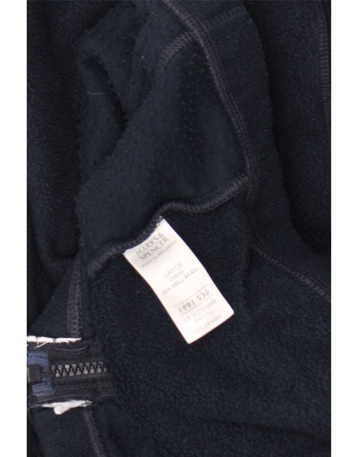 Marks & Spencer Ανδρικό Fleece Jacket UK 40 Large Navy Blue Polyester